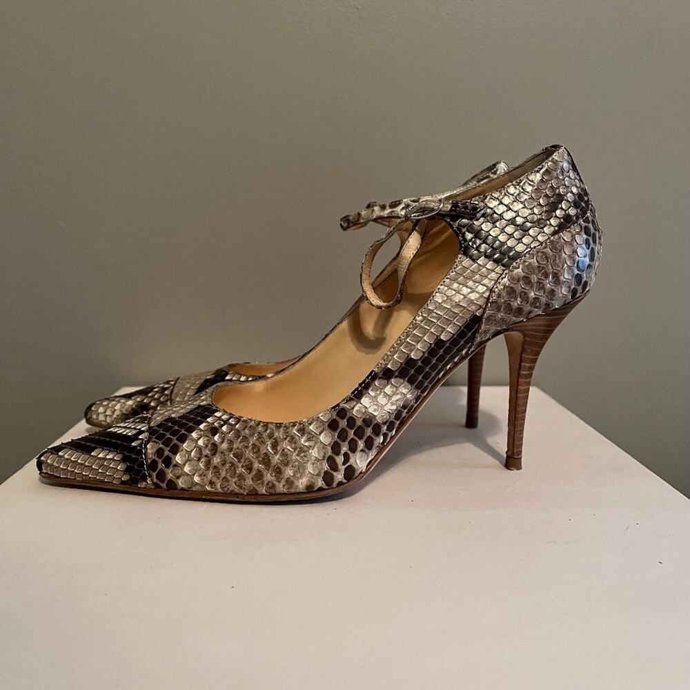 Cole Haan  Ankle Strap Python Skin Heel - Size 7.5